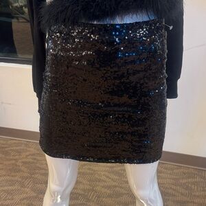 💚 Shinestar Black Sequin Mini Skirt